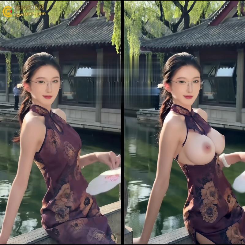 抖音百万粉网红【椰椰椰】，AI脱衣视频流出，御姐高跟黑丝秒变真空巨乳，巨乳白虎简直是宅男梦中女神 ！-9